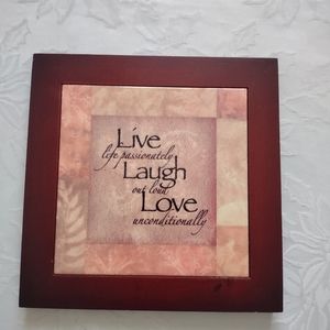 Live Love Laugh inspirational message Leaves wood Frame
